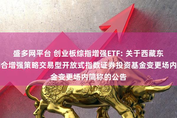 盛多网平台 创业板综指增强ETF: 关于西藏东财创业板综合增强策略交易型开放式指数证券投资基金变更场内简称的公告