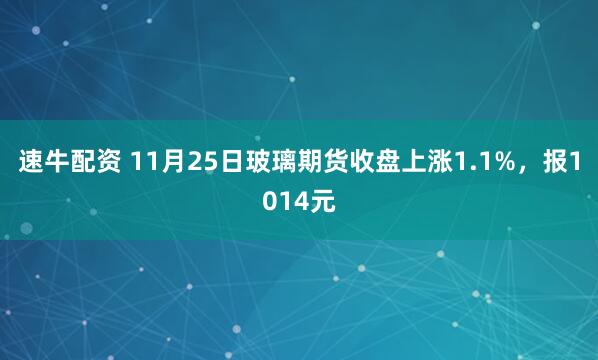 速牛配资 11月25日玻璃期货收盘上涨1.1%，报1014元